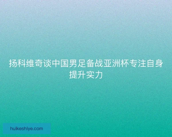 扬科维奇谈中国男足备战亚洲杯专注自身提升实力